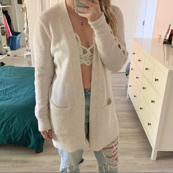 Banana Republic Heathered White Wool Cardigan M - Picture 1 of 5